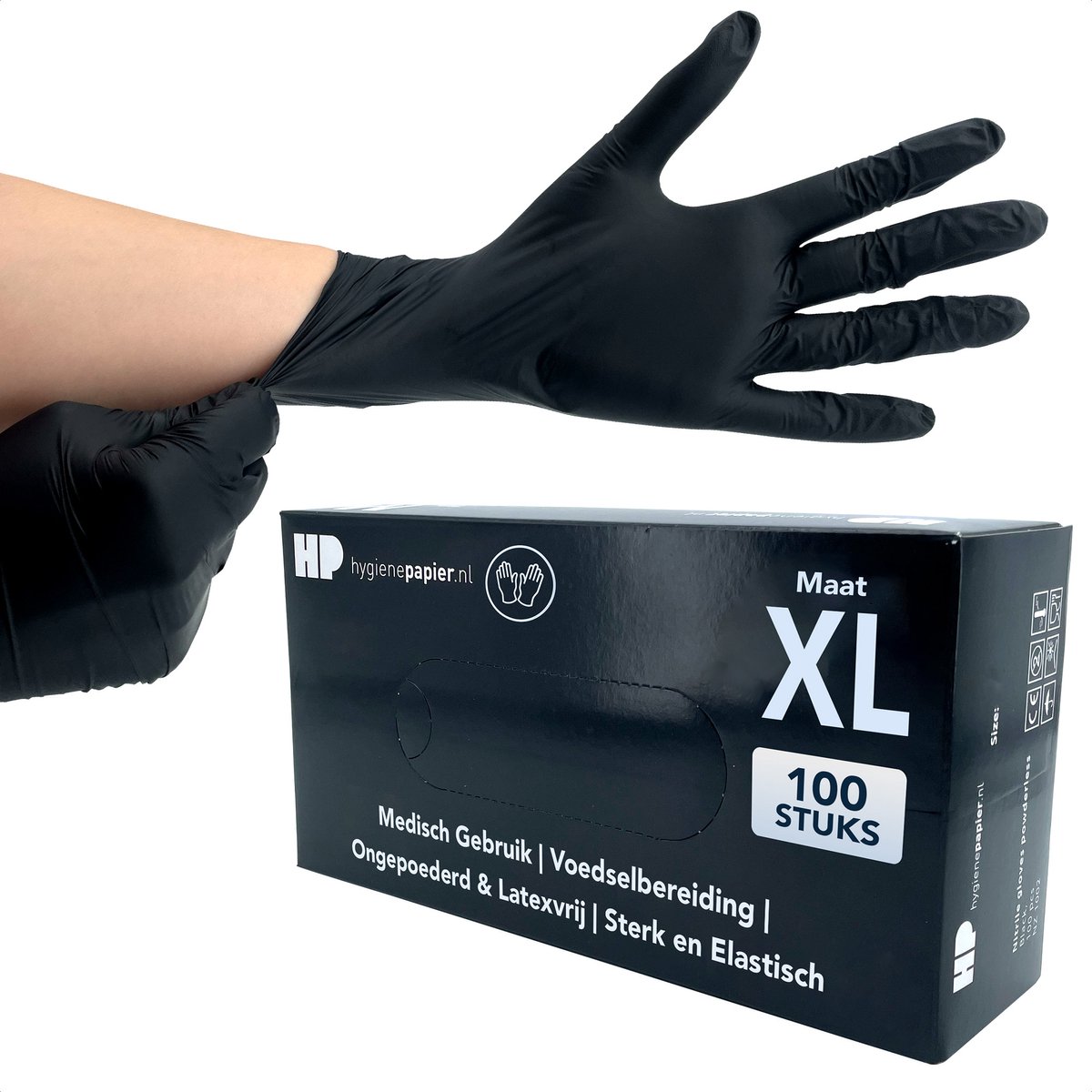 Bové 100st. Soft Nitril Handschoenen - Maat XL - Latexvrij & Ongepoederd - Geschikt voor Medisch Gebruik en Voedselbereiding - Slijtvast & Elastisch - Zwart