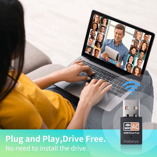 Xtabarya 600Mbps USB Wifi Adapter - 2.4Ghz & 5Ghz - Plug & Play van Xtabarya — afbeelding 2