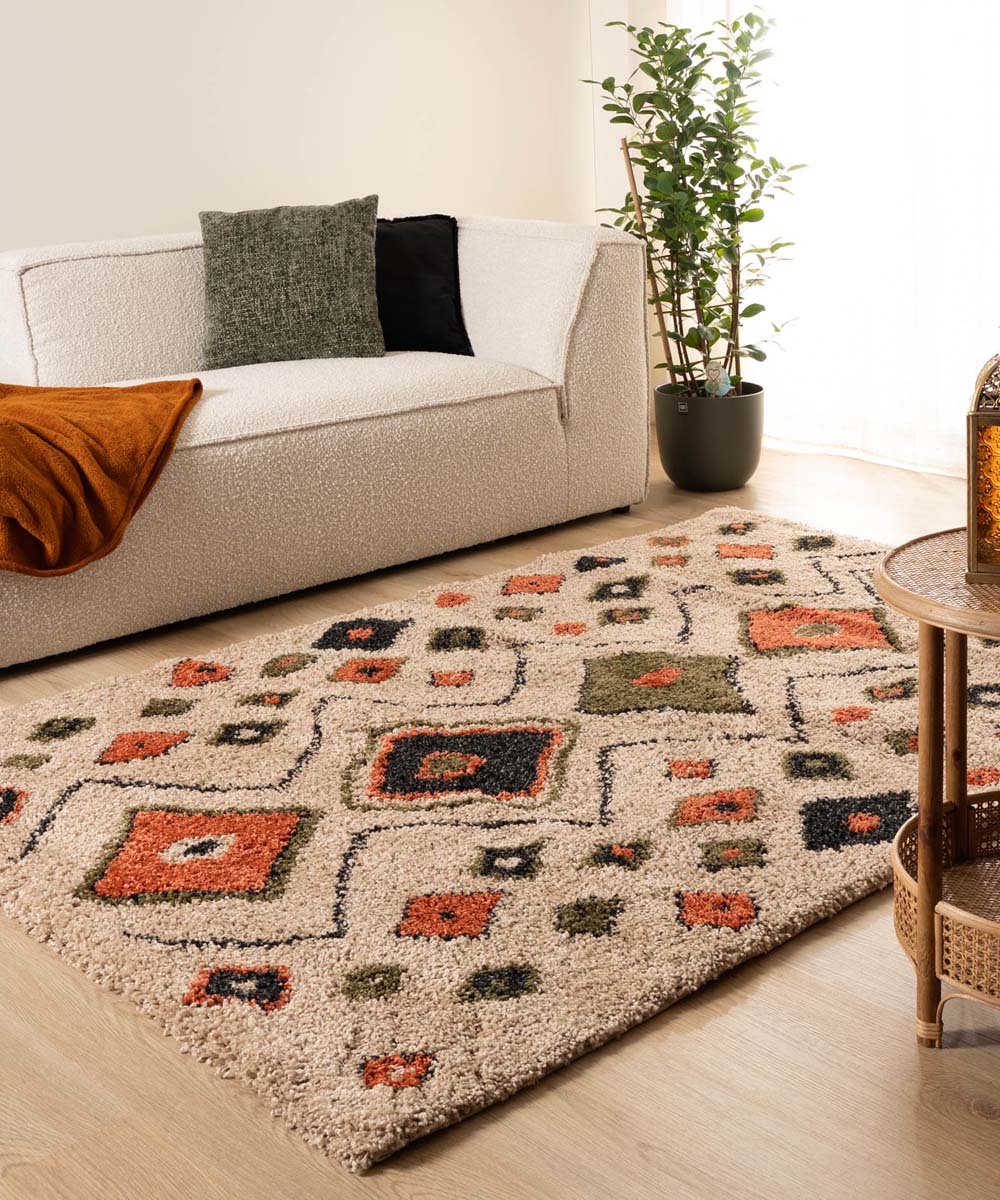 Hoogpolig vloerkleed - Artisan beige/multi 300x400