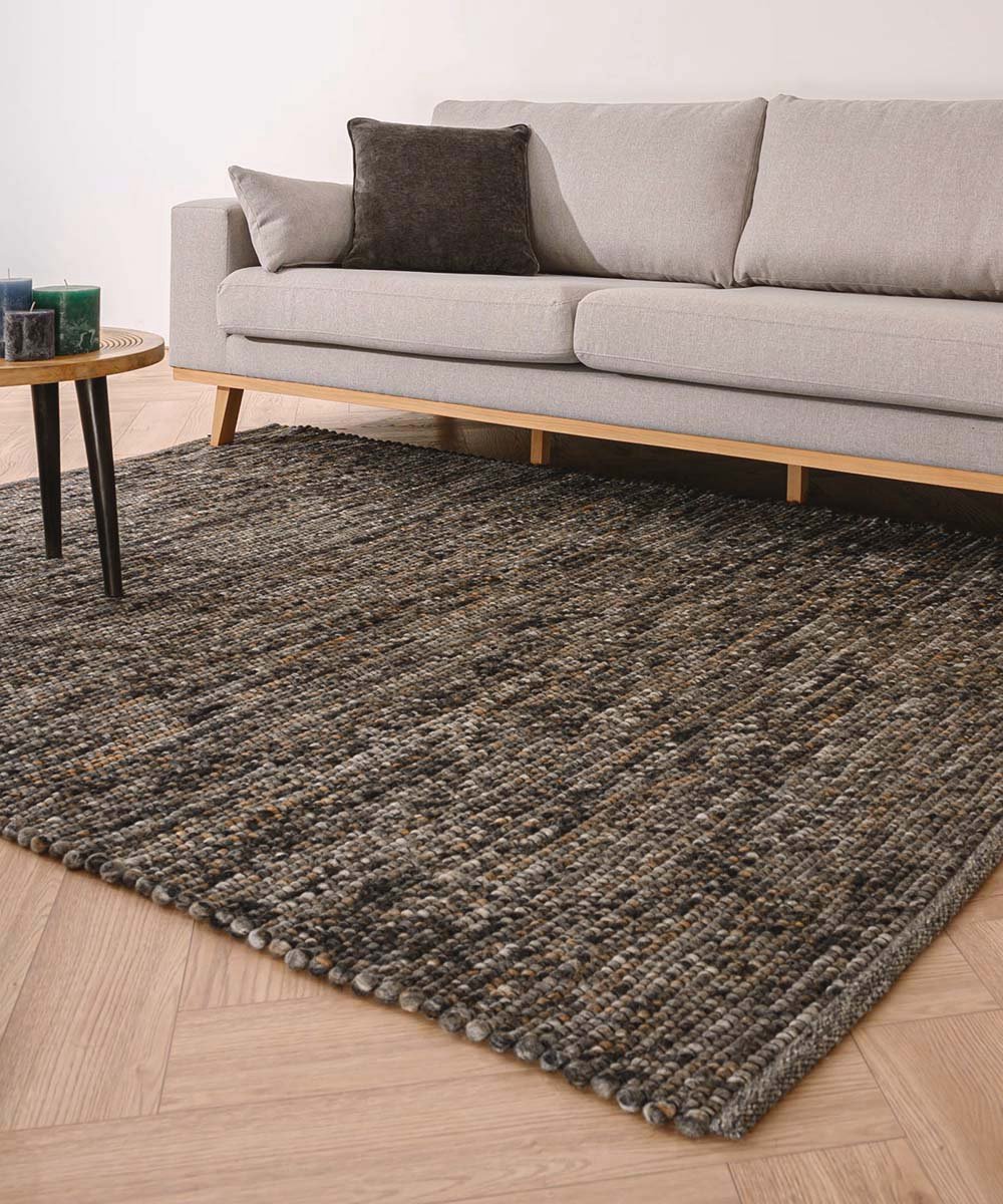 Wollen vloerkleed - Lett grijs/bruin 160x230 cm
