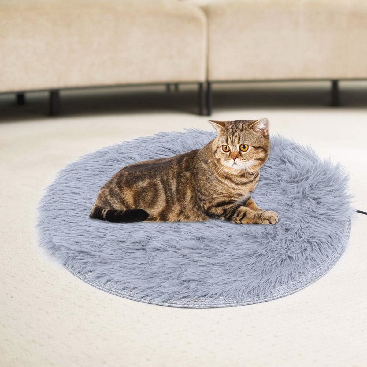 Pecute Verwarmingskussen, verwarmingsmat voor hond, kat, warmtemat, constante temperatuur, veilige en waterdichte verwarmingsdeken, stoffen overtrek (Medium