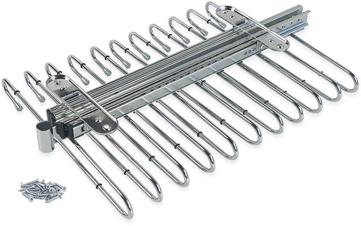 Eleganca Uittrekbare Klerenhanger - Uittrekbare kledingrek - Broekhanger uittrekbaar - Kleerhangers - Kleding organizer - Broekhanger ruimtebesparend - Chroom - 11 houders