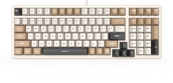 SunSonny N-J80 Mechanisch Gaming Toetsenbord Wit/ Bruin-Grijs - Ergonomisch Bedraad RGB Gaming Keyboard - Red Switches