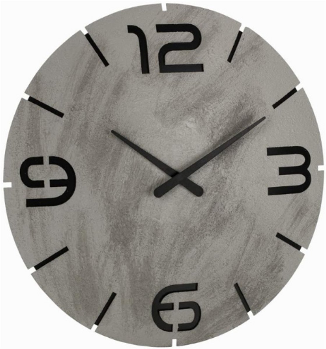 60.3536 Contour Design Draadloze Wandklok - Betonlook - Zwarte Cijfers