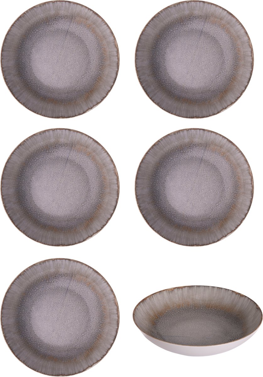 Bordenset 6 persoons - Diep bord / Pastabord 22 cm - Juntos Blanco Artico - Hazel & Bos