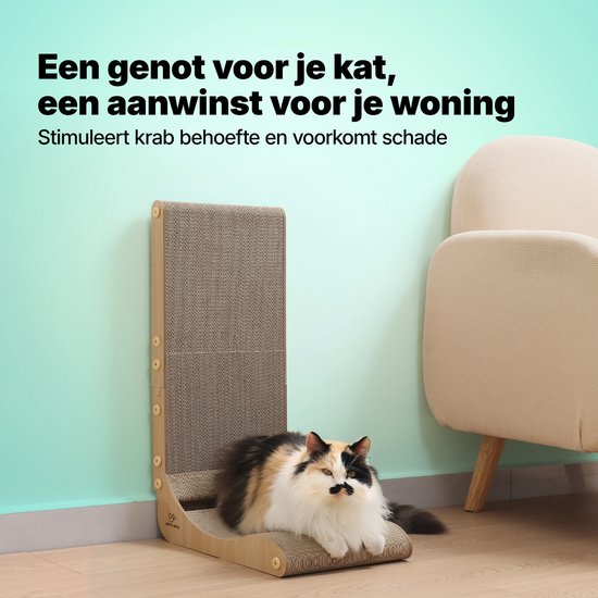 Jake and Jacky Krabkarton voor Katten met Speelballetje - Krabpaal Karton - Krabplank - Krabmand - Krabmeubel - Kartonnen Krabmat - Kattenmand - Kattenbed - 60x26,4x40 cm