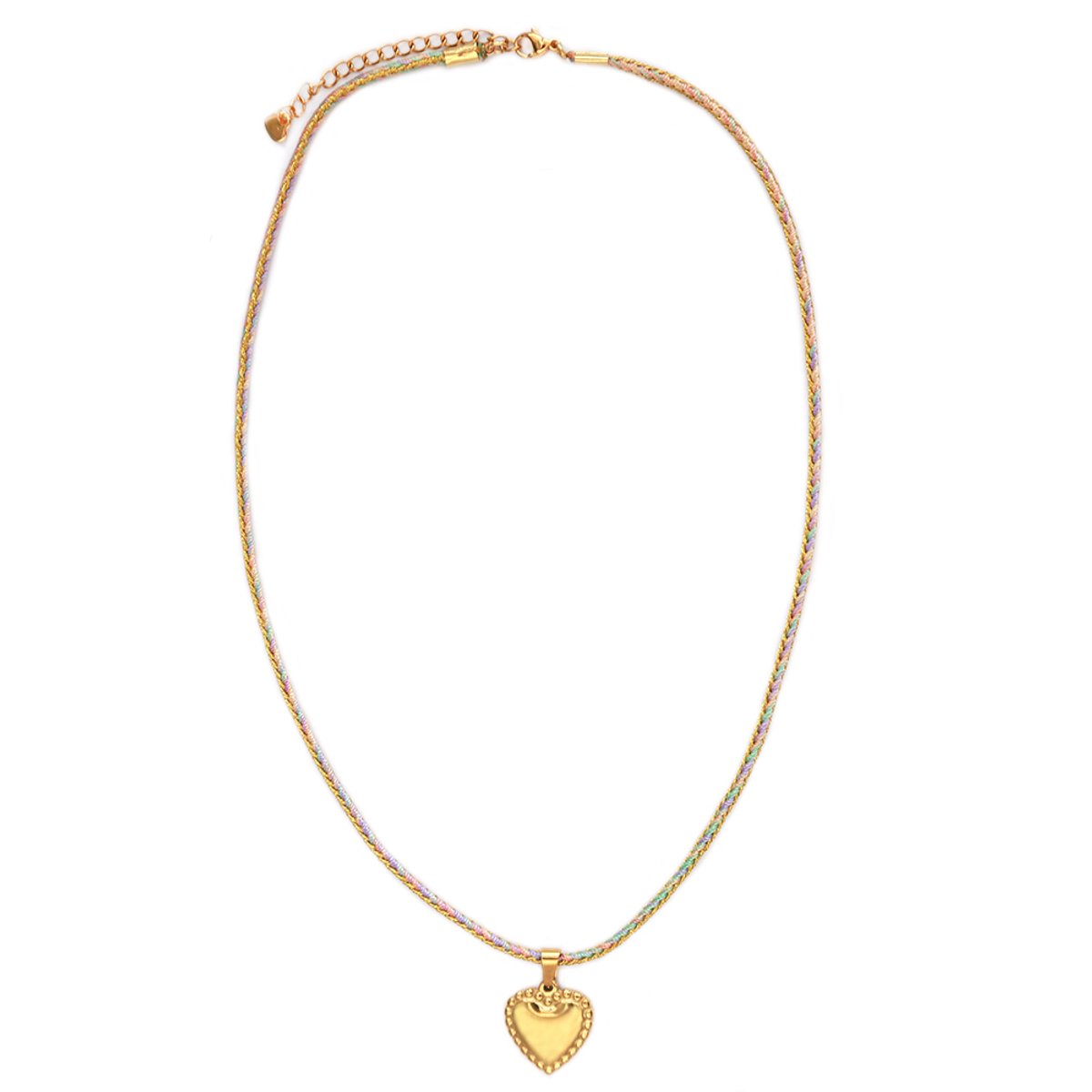 Ketting metallic rainbow hart