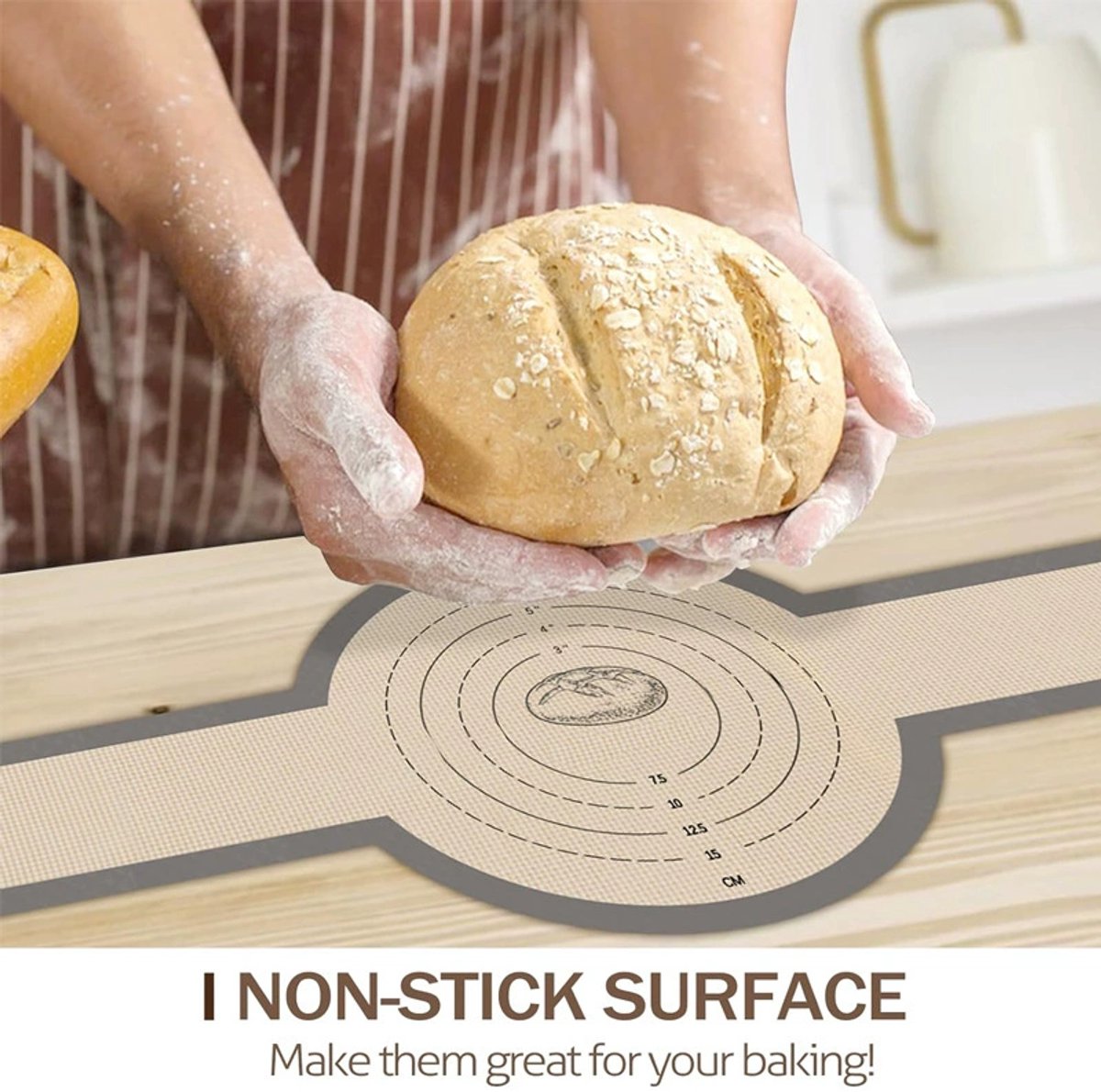Lange Handvatten Deeg Mat - sling bakmat - 2 stuks - Multifunctionele siliconen bakmat - Herbruikbare Nederlandse Ovenvoering - brood-Sling siliconen bakmat - Broodbakmat - voor gebruik in ovens en magnetrons - Brood Bakken Mat — afbeelding 7