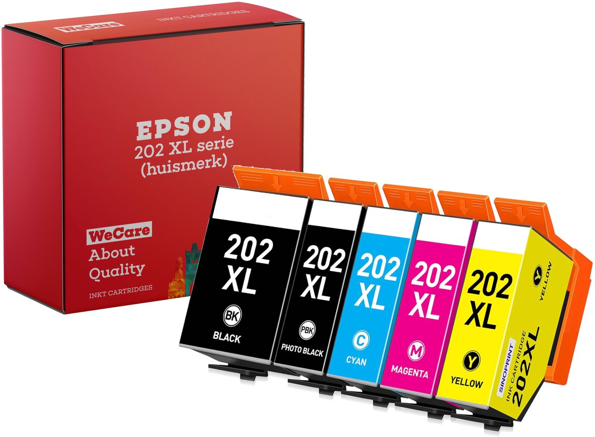 Image of 5-pack | Geschikt voor Epson 202 / 202XL inktcartridges - Multipack 5 Inktpatronen - XP6000 - XP6005 - XP6100 - XP6105