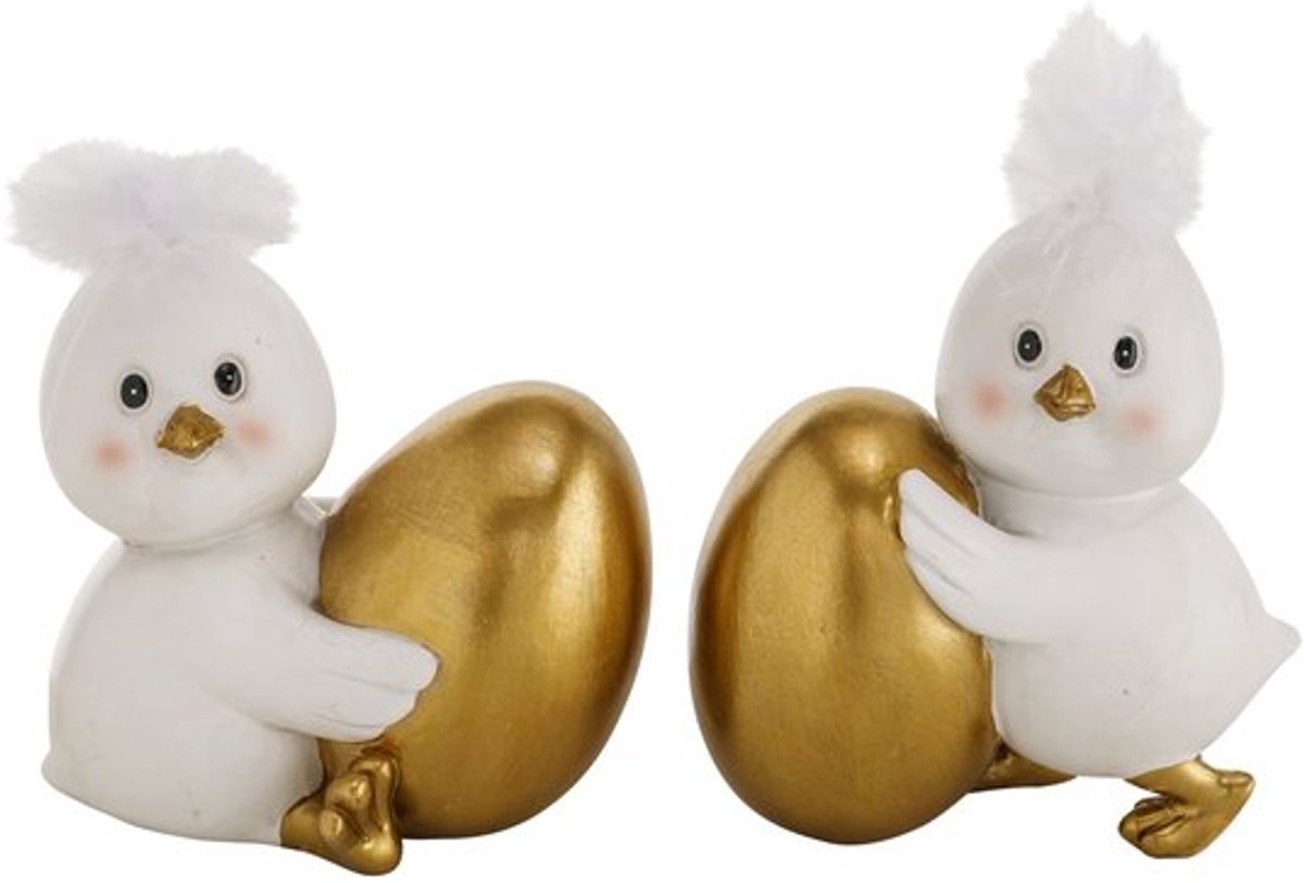 Boltze - Paaskuiken - Chickie - Beeldjes - Sculpturen - Keramiek - Pasen - Set van 2