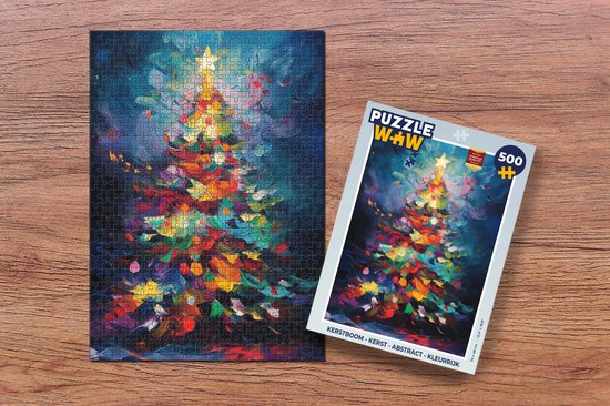 Puzzle Sapin de Noël - Noël - Abstrait - Coloré - Puzzle - Puzzle 500 pièces - Noël - Cadeau - Cadeau de Noël pour hommes, femmes et enfants