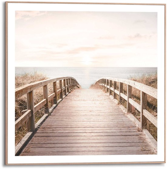 Tableau Plage Pont à la plage 50x50 cm Bois