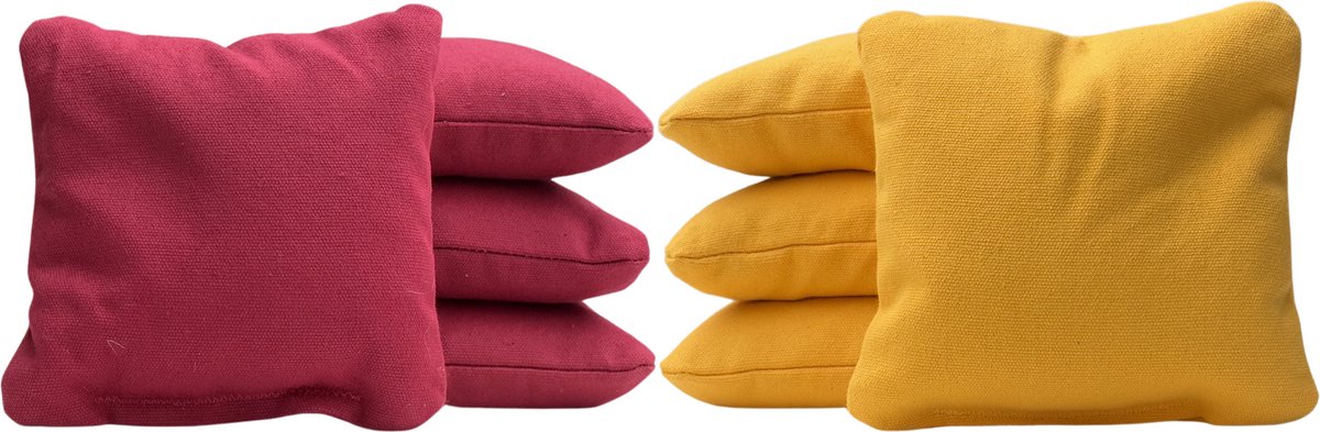 Cornhole zakjes - Pittenzakken - Bean bags - Afgeronde hoeken - Officiële maat - Stevig & duurzaam - 32 kleurencombinaties - Bordeaux rood/Donker geel - 8 stuks
