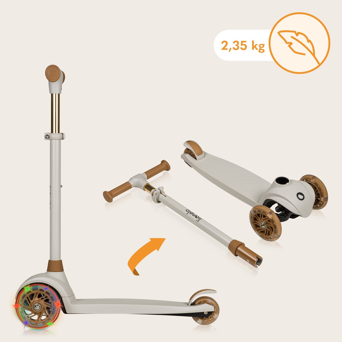 Lionelo Jessy Kinderstep - 3 wielen Step - Speelgoed voor kinderen van 3+ - tot 50kg - LED verlichting in de wielen - hoogte verstelbaar 65-70-75-80 cm — afbeelding 10