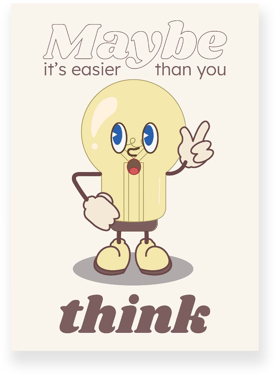 Poster 20x30 cm - Gloeilamp - Illustratie - Geel - Beige - Cartoon - Motivatie - Muurdecor