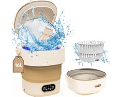 Mini Wasmachine - 16L - 2.3kg - 3 Modi - Dieptereiniging - Voor Sokken & Baby Kleding - Kaki