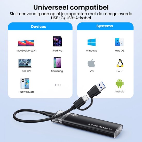 ACT Connectivity M.2 SATA SSD behuizing externe behuizing Zwart, USB-A
