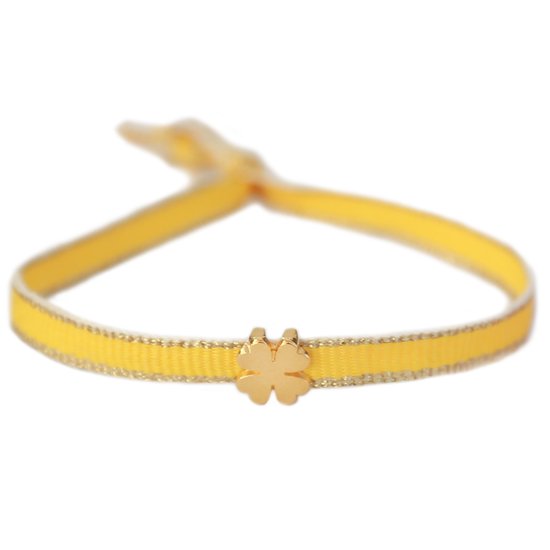 Bracelet tissé trèfle jaune