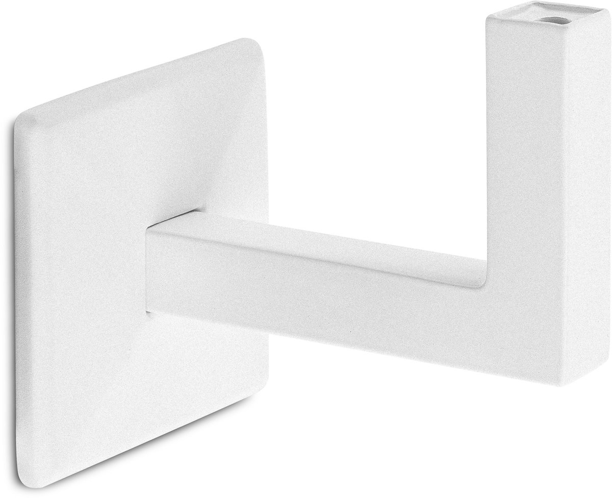 Witte trapleuninghouder Model K – Vlak zadel – Blinde bevestiging (incl. bevestigingsmateriaal)