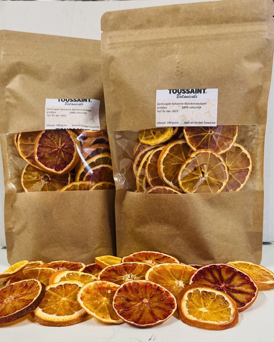 Toussaint Botanicals Premium Gedroogde Bloedsinaasappel Schijfjes 100% Natuurlijk 100 g - Cocktails - Decoratie - Taartversiering - Bloedsinaasappel plakjes - Italiaanse Bloedsinaasappel Schijfjes - Gratis Verzending!