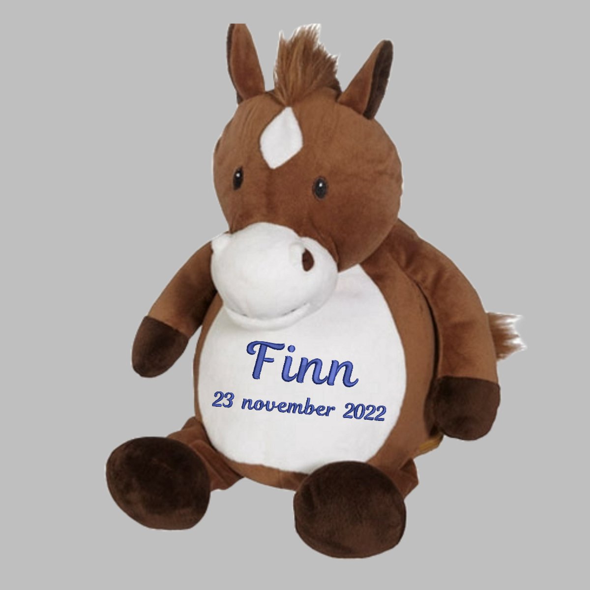 BorduurKnuffelpaard met naam en geboortedatum - gepersonaliseerd