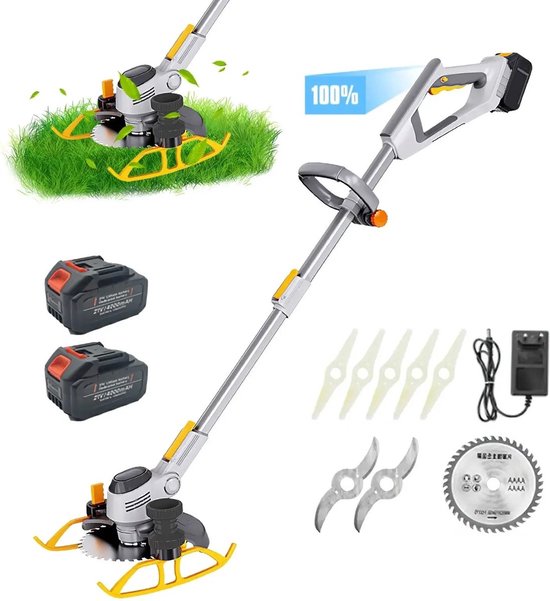 Draadloze accu-strimmer, elektrische snijder voor gazon en tuin, 2 x 21