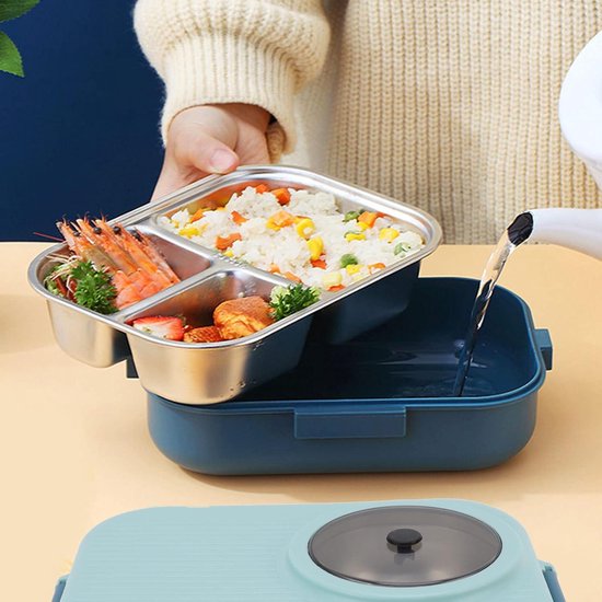 3 Compartimenten Eenvoudige Lekvrije Bento Lunchbox met Bestek Magnetronbestendige Voedselcontainer voor Studenten Kantoor Picknick Kamperen kopen vanaf een prijs van 4.34