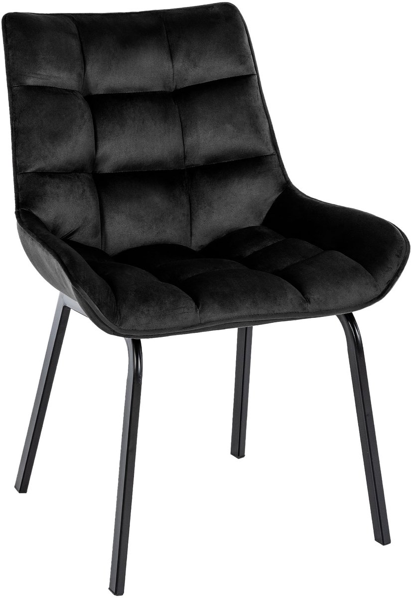 CLP Saranda Eetkamerstoel - klassiek - met zwart metalen frame - met rugleuning - Fluweel/zwart