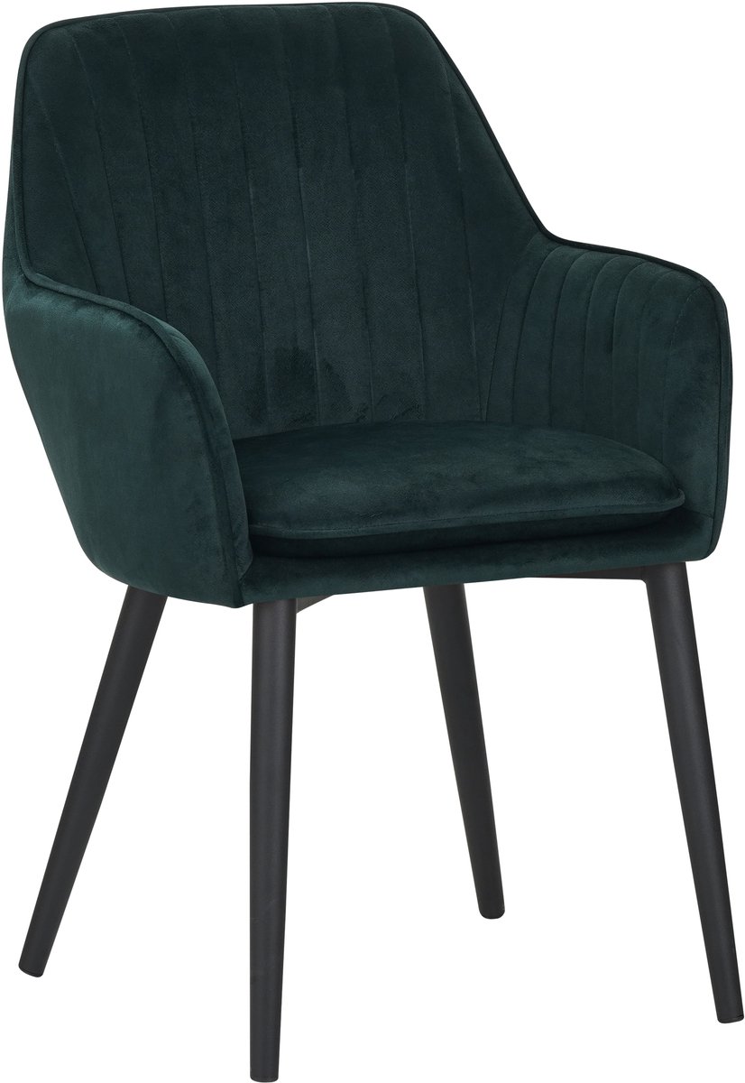 Colenis Melly Eetkamerstoel - Set Van 2 - Groen - Fluweel - Velvet - Met armleuning