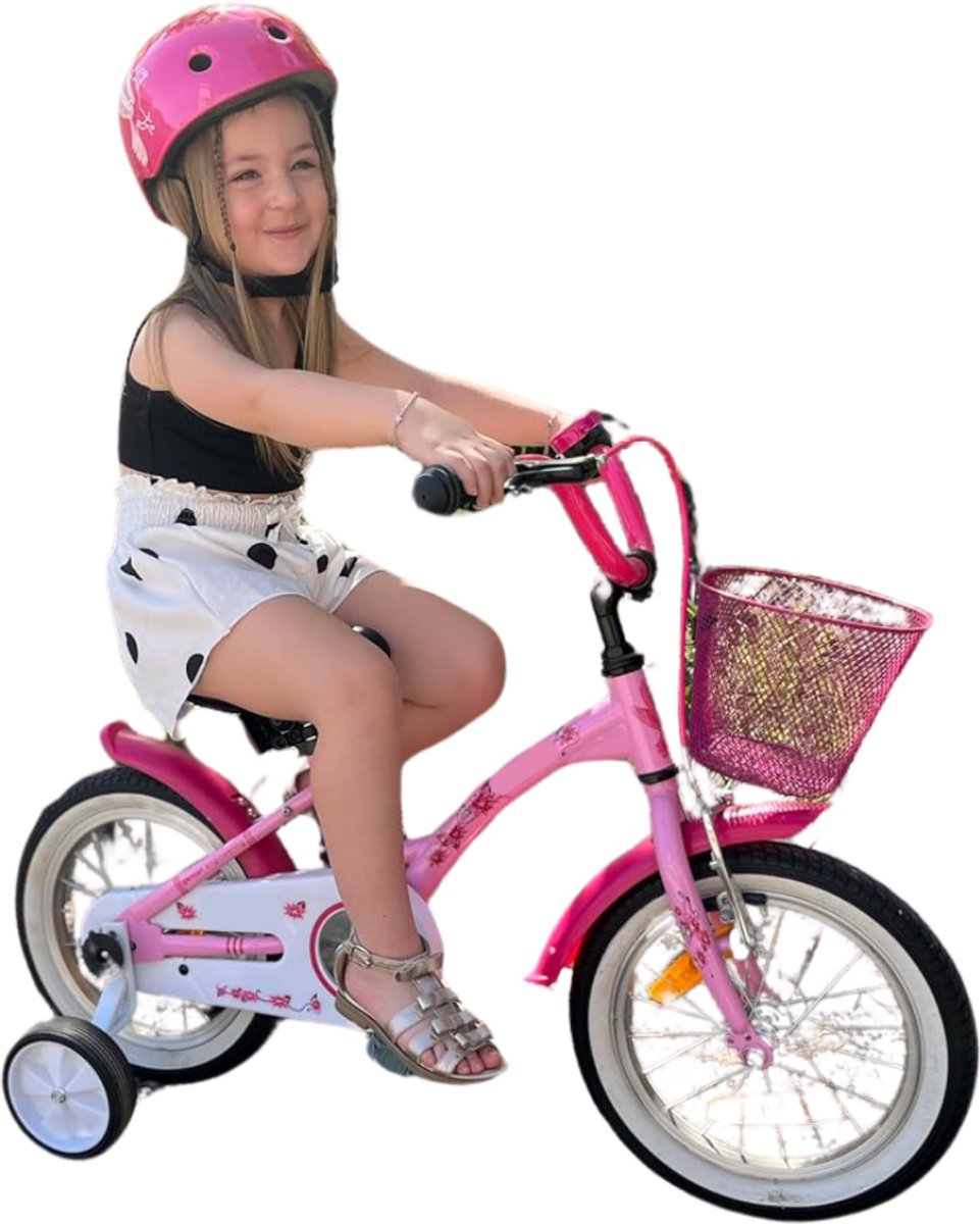 ApexArte® Kinderfiets 3 Jaar - Loopfiets 14 inch - Fiets Meisjes & Jongens - Roze