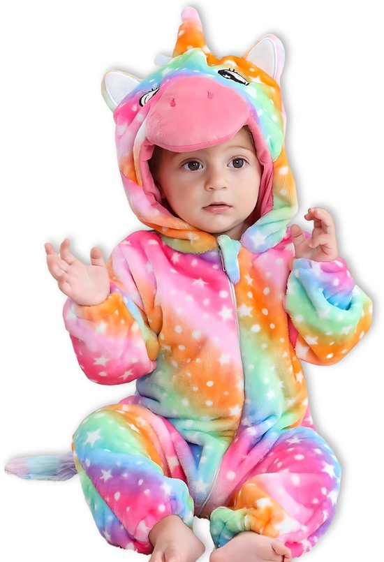 BoefieBoef Dieren Kleuter Onesie Peuter Pyjama Kinderen 2 tot 4 jaar – Verkleedkleding met Luierrits – Carnaval Dierenpak - Kerst en Kraamcadeau - Zacht Flanel - Baby Romper - Boxpak - Jongens - Meisjes - Kruippak - Winterpak - Eenhoorn Regenboog