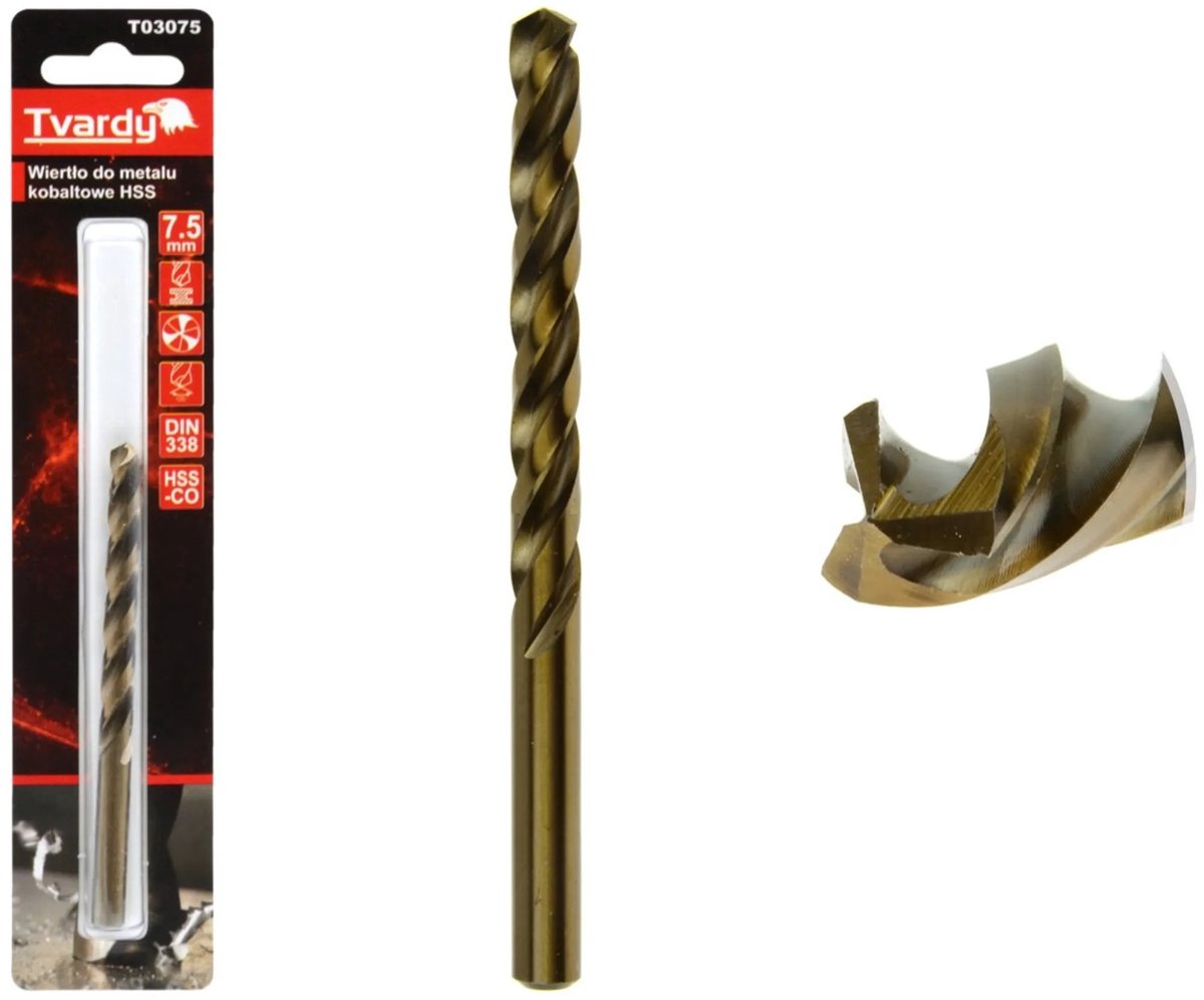 Tvardy HSS boor - 3 snijkanten - hittebestendig - 7,5 mm