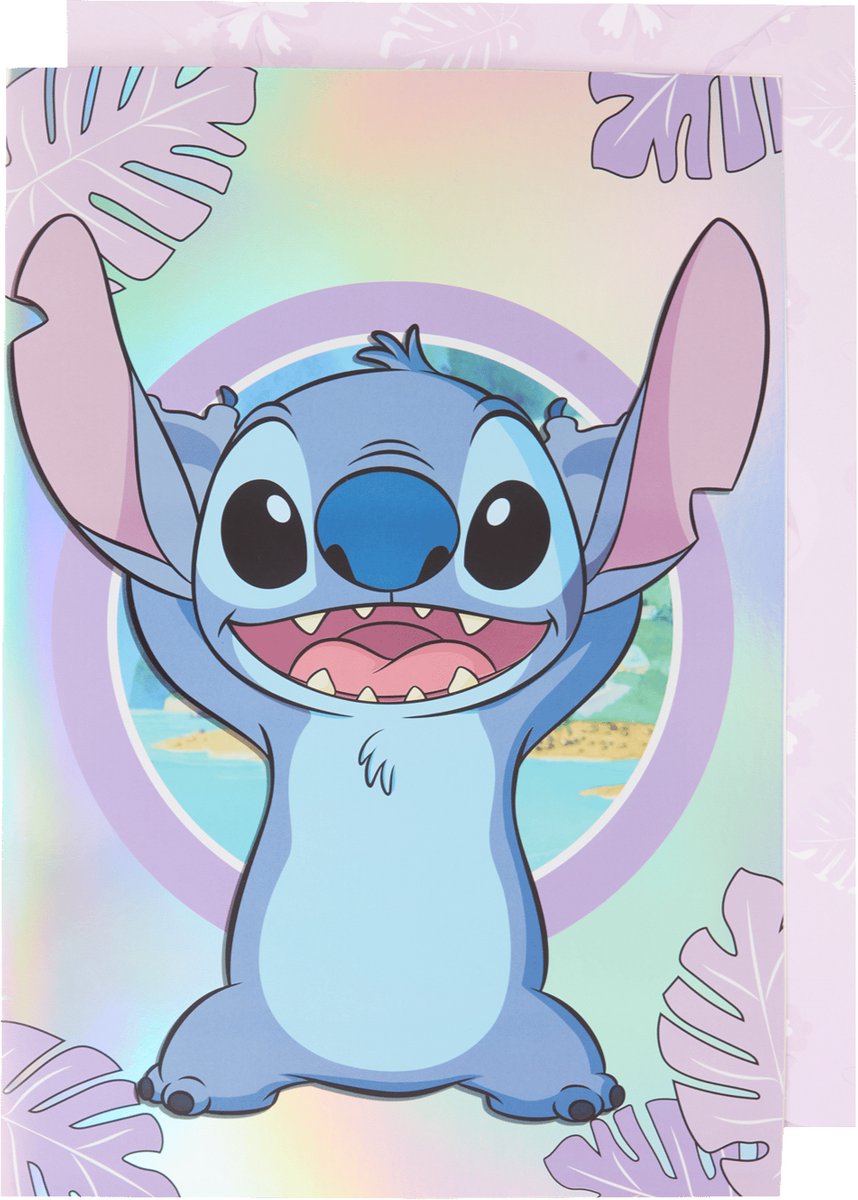 Stitch kaart - A4 formaat - Grote Stitch wenskaart met envelop - Disney Lilo & Stitch - Verjaardagskaart