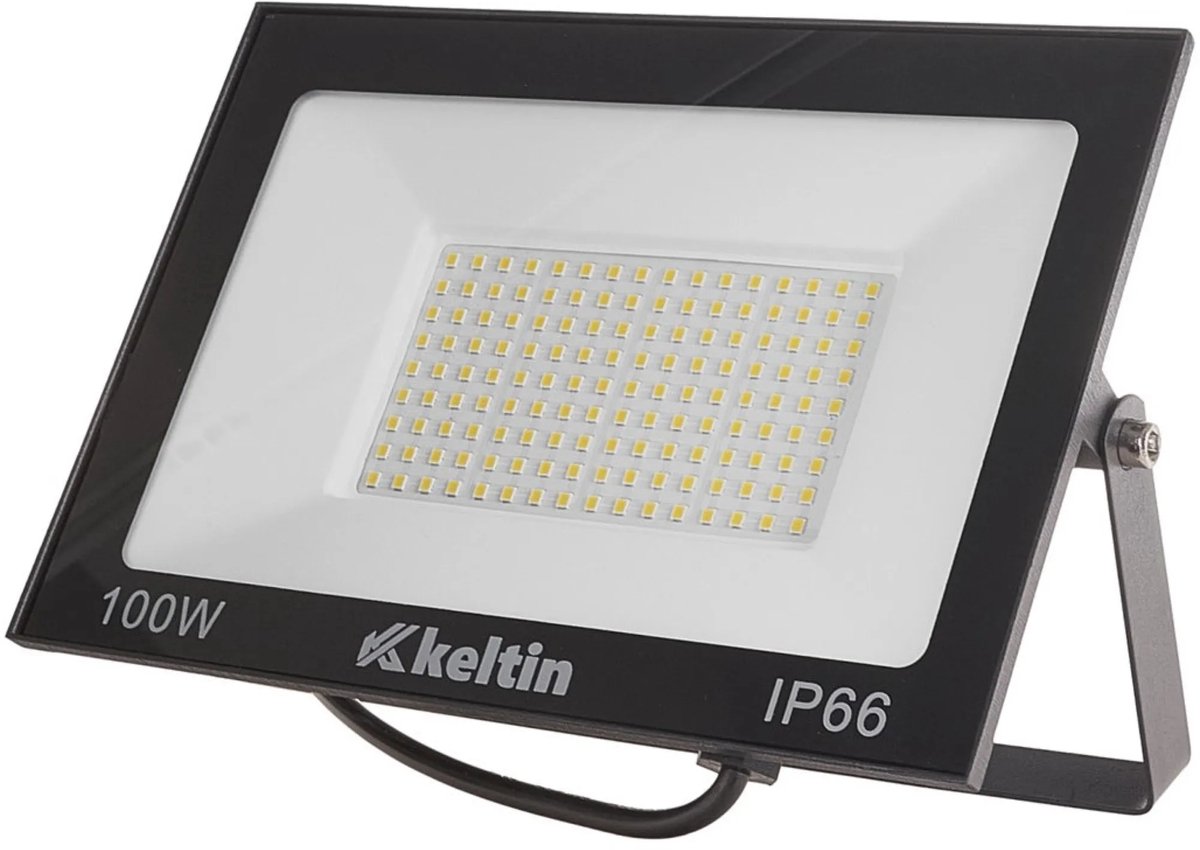 Keltin LED schijnwerper - 100W - koud wit 6500K - IP66 - verstelbaar - aluminium Zwart