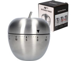 Kookwekker - Analoog - Kooktimer - Appel wekker - RVS - Timer - 60 Min - Appel Vorm