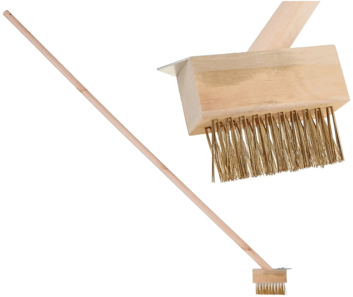 Keltin Draadborstel met schraper - houten steel - effectief voor bestrating - 118 cm