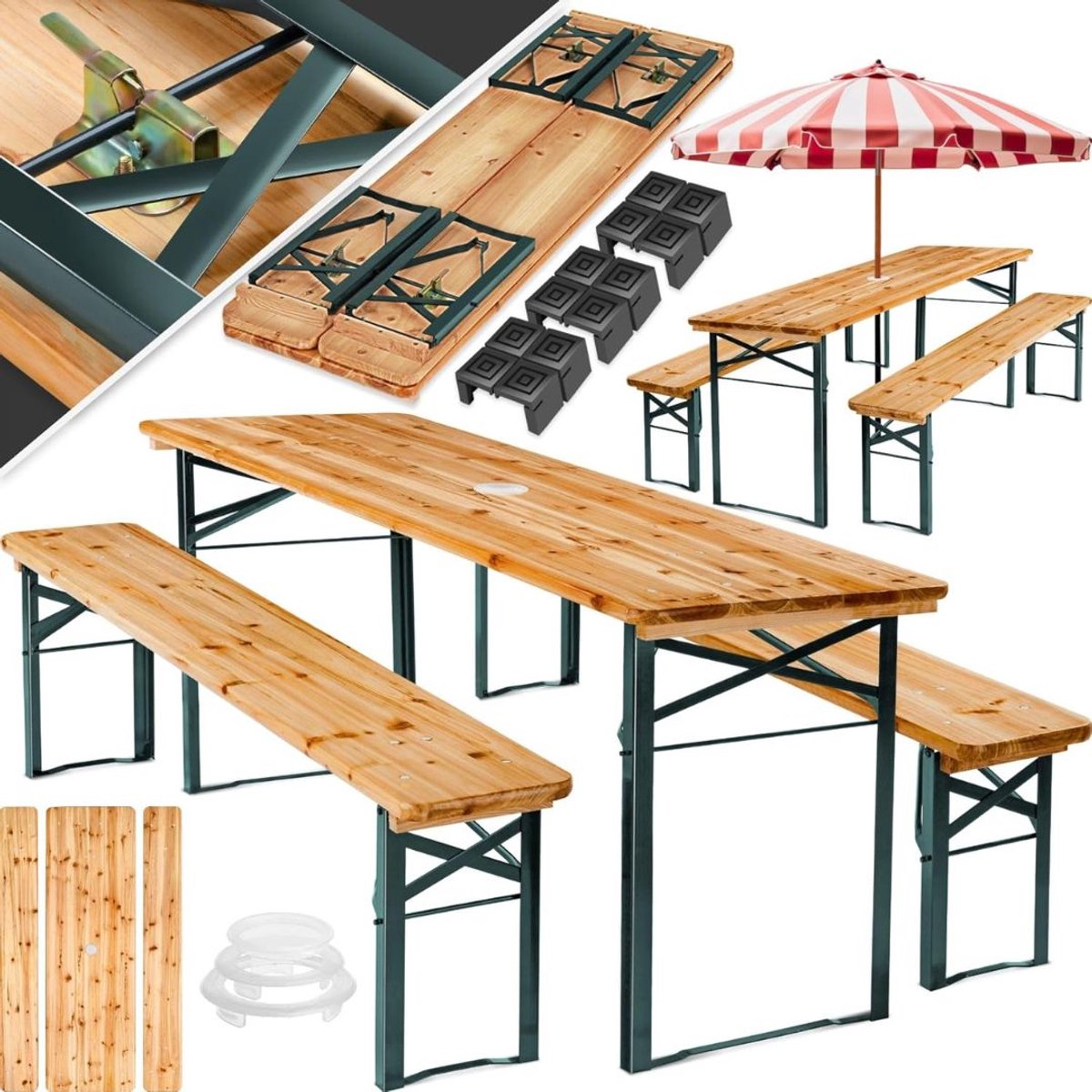 Zylo® Biertafel - Biertafels - Biertafelset - 170x46x78cm - Bruin