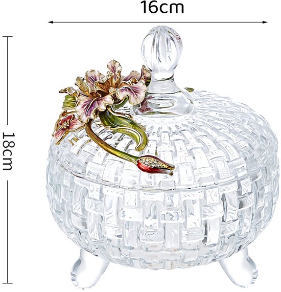 280ML 10oz Candy Dish with Lid Decorative Crystal Candy Jars Candy Box Covered Candy Bowl Food Storage Container Seasoning Jar Cookie Jar for Candy Service Buffet Home Kitchen Office Table