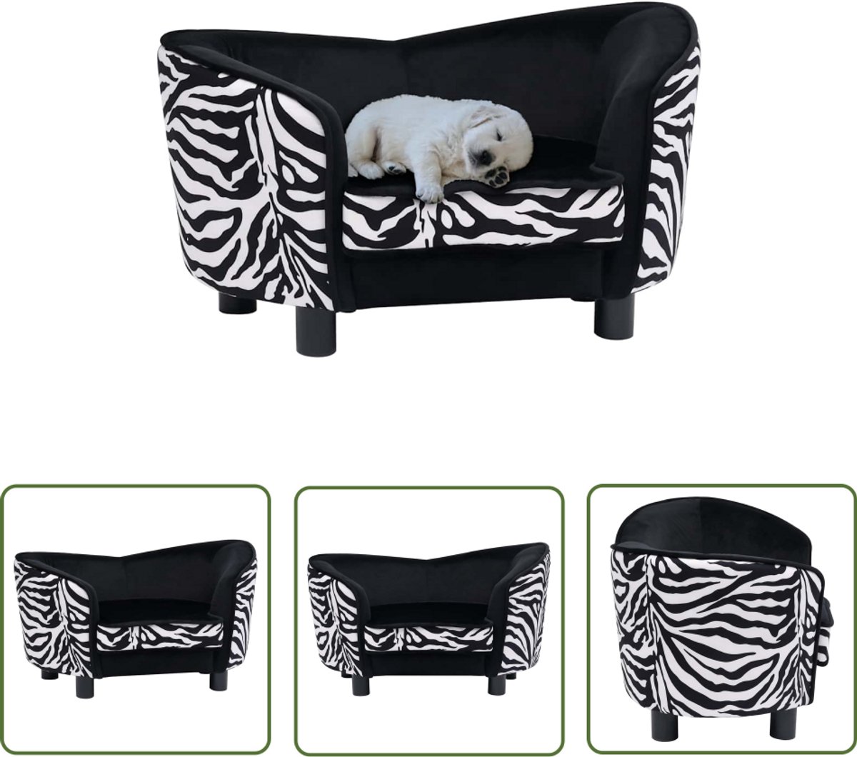 vidaXL Hondenbank – Hond Bench – Hondenbank 68x38x38 cm pluche zwart – Pluch Hondsbed – Klein Hondenbed – Zwarte Hondenbank