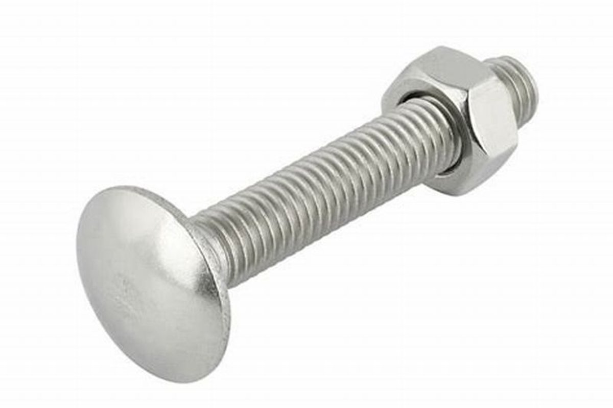 Slotbout met Moer. M6 x 120mm. lang. RVS-A2. I-fix. Houtbout.