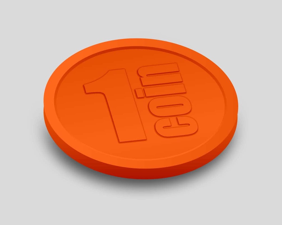 Reliëfmunten 1 Coin 29mm / Consumptiemunten / Betaalmunten (per 250 stuks) - ORANJE