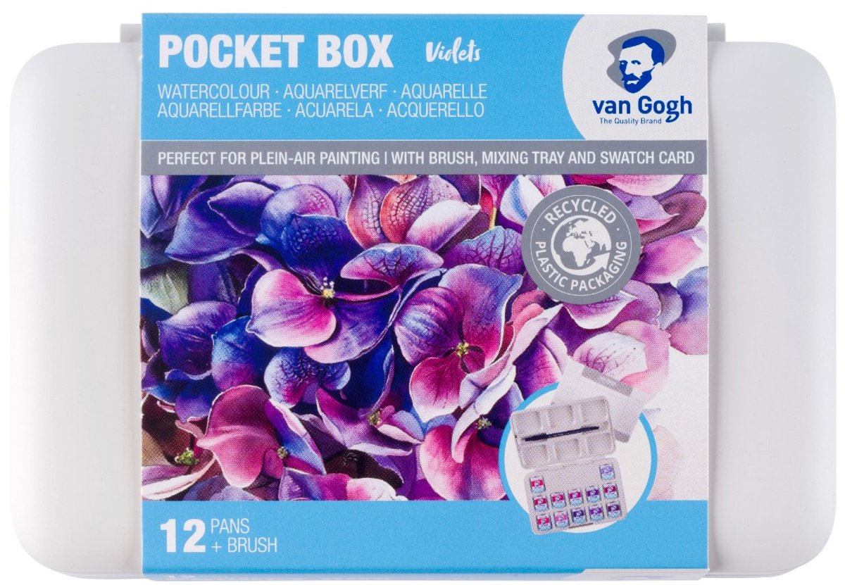 Van Gogh Aquarelverf pocket box roze en violetten met 12 kleuren in halve Napjes — afbeelding 4
