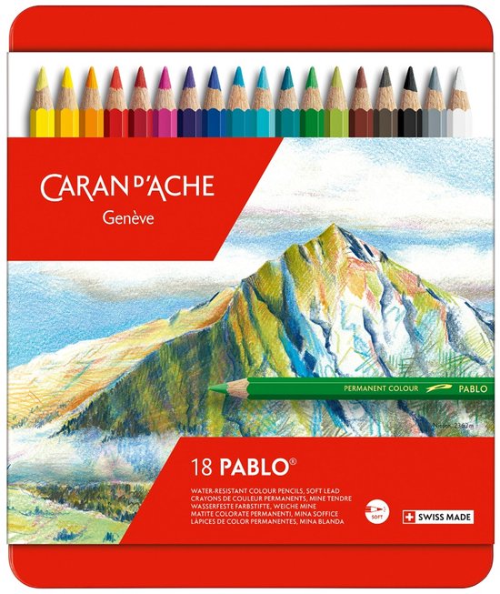 Kleurpotloden Caran d’Ache Pablo assorti blik à 18stuks