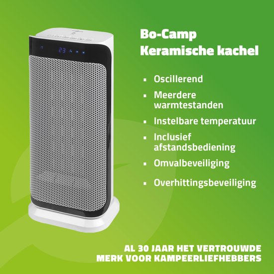 Bo-Camp - Keramische kachel - Oscillerend - Ventilatiestand - 1000/2000 Watt van Bo-Camp — afbeelding 2