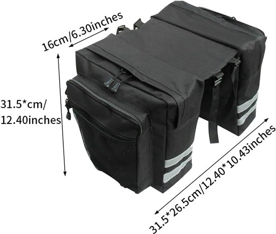 Fietstassen - Fietsenrekken - Waterdichte tas - Reflecterende strip - Zadeltassen - Achterbank draagtas - Fietsen accessoires - 27L - Met regenhoes Double Bicycle Bag van Fietstas — afbeelding 3