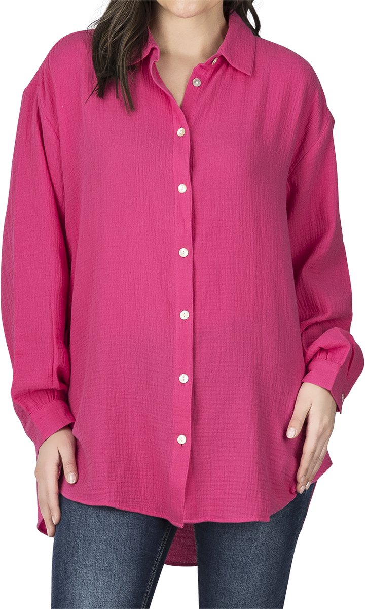DENIMFY Dames Blouse DFMathilda bequem Roze S/M Volwassenen gemaakt van 100% katoen