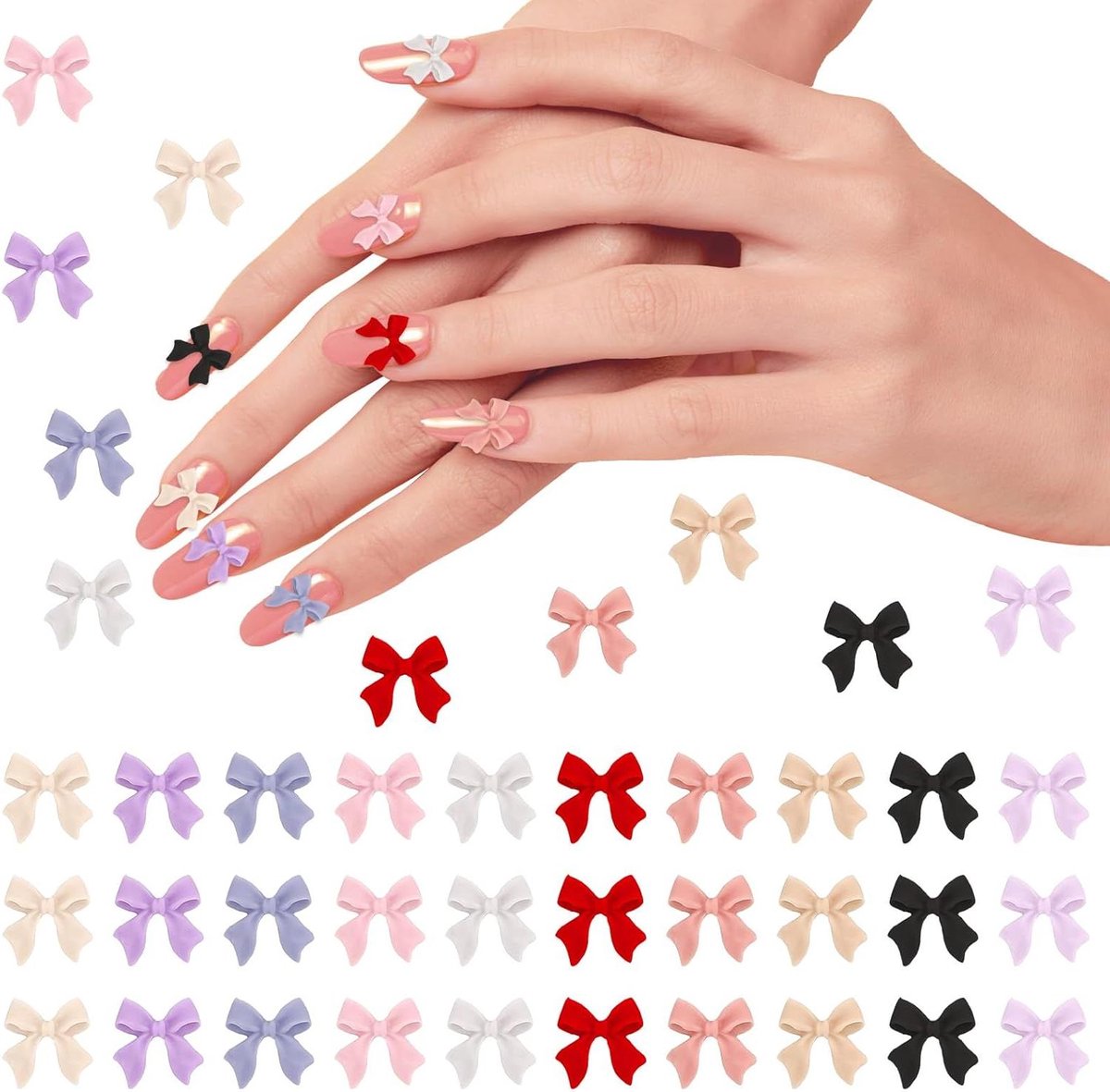 Image of 200 stuks vlinderkralen boog nagelcharme nail art decoratie strikken voor nagels 3D vlindernagels kleurrijke strikknoop nagelsteker strasssteentjes nagelbedels strik voor doe-het-zelf
