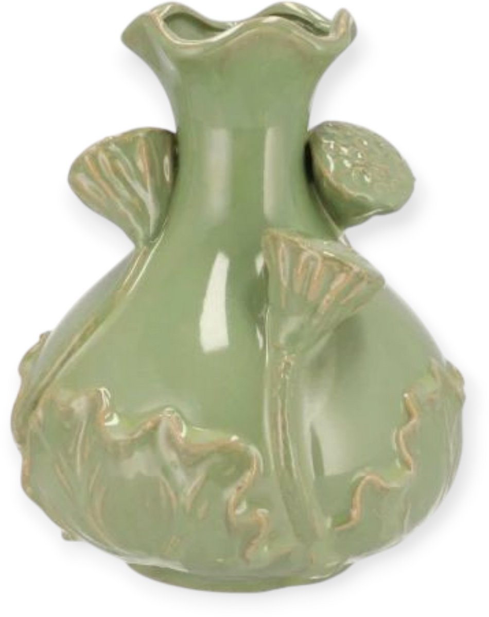 DK design Daan Kromhout - Vaas - Bloemenvaas - Lotus - Keramiek - Pistache Groen - Groot - 15x20cm