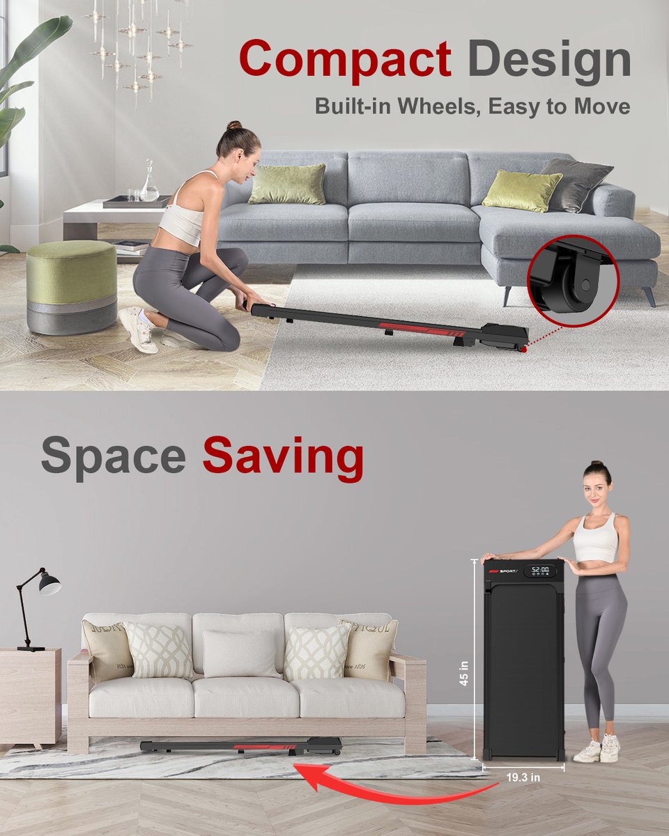 3-in-1 Inklapbare Loopband 8 km/u Zwart met Helling - afbeelding 2