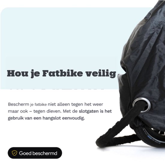 Vento Fresco Waterdichte Fatbike hoes - Voor 1 Fatbike Met Opbergzak - Bescherming Fatbike XL - Universele En Stijlvolle Zwarte Fatbikhoes - 200x110x80 cm — afbeelding 4